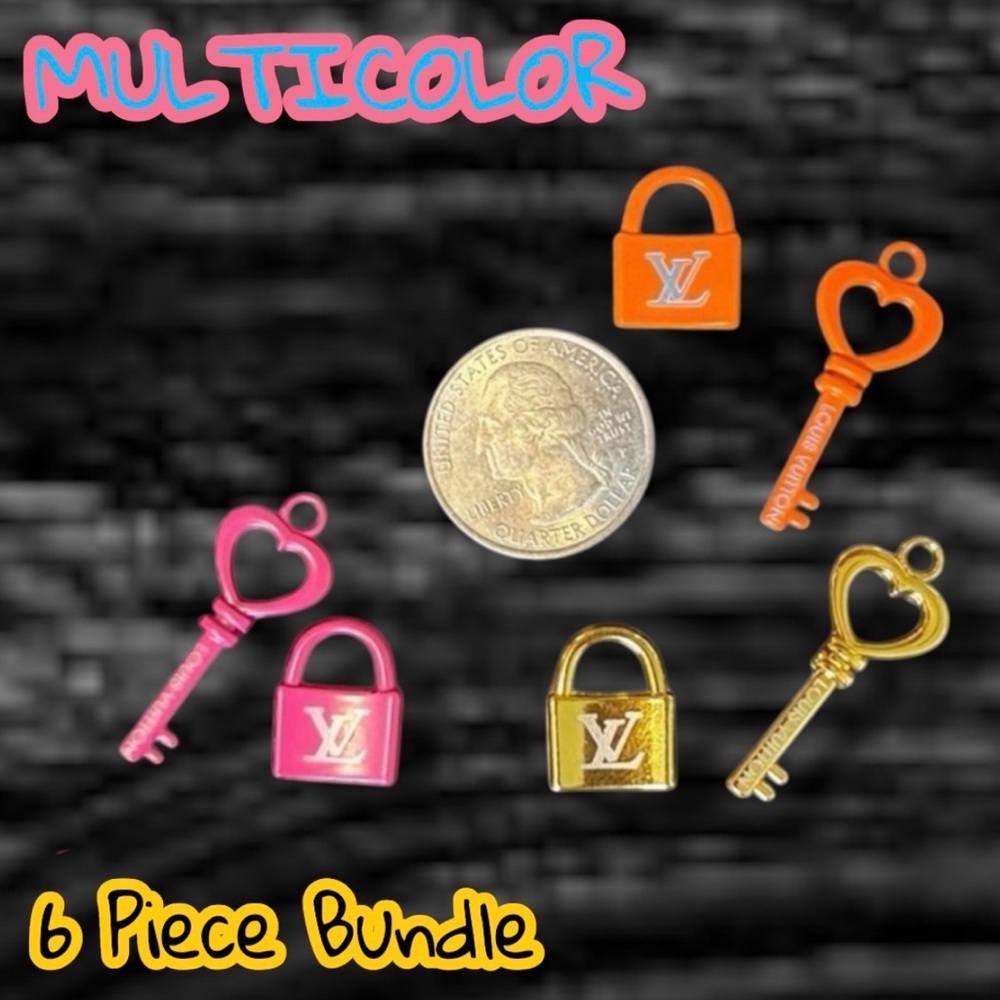 6 Piece Set Lock/Key Zipper Pull Charm